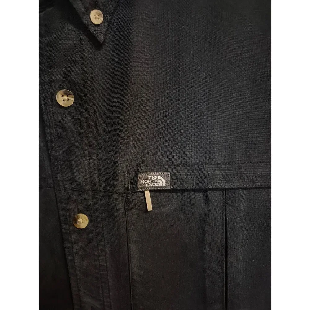 The North Face Button Up Hiking Fishing Shirt Black Men's L Vented Modal